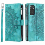 For Xiaomi Redmi Note 11 4G (Qualcomm) / Redmi Note 11S 4G PU Leather Stand Cover Multiple Card Slots Wallet Zipper Pocket Mandala Flower Imprinted Phone Case