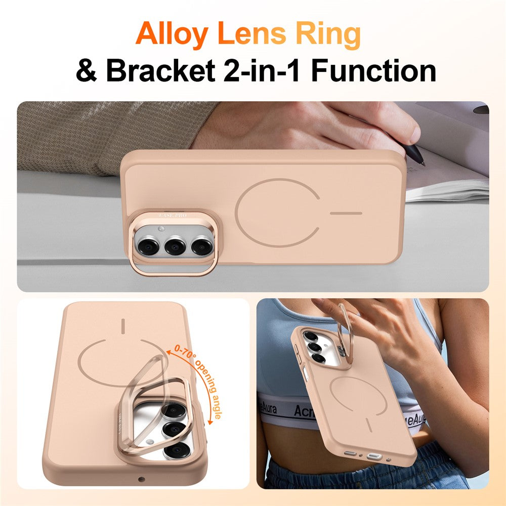 mobilskal för Samsung Galaxy A18 5G / A18 4G / A26 5G / A17 5G / A17 4G / A16 5G / A16 4G Skin-touch PC + TPU Magnetiskt skal med linsram, stativ