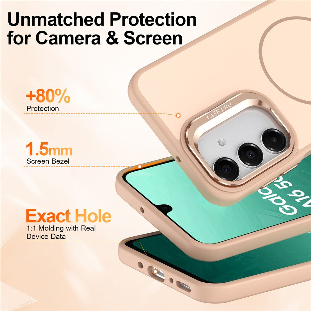 mobilskal för Samsung Galaxy A18 5G / A18 4G / A26 5G / A17 5G / A17 4G / A16 5G / A16 4G Skin-touch PC + TPU Magnetiskt skal med linsram, stativ
