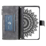 Xiaomi Redmi Note 10 4G / Note 10S 4G / Poco M5s 4G Reptåligt mobilskal Mandala Blomma Präglat PU-läder Stativ Dragkedja Fack Fodral Flera Kortfackar Plånbok
