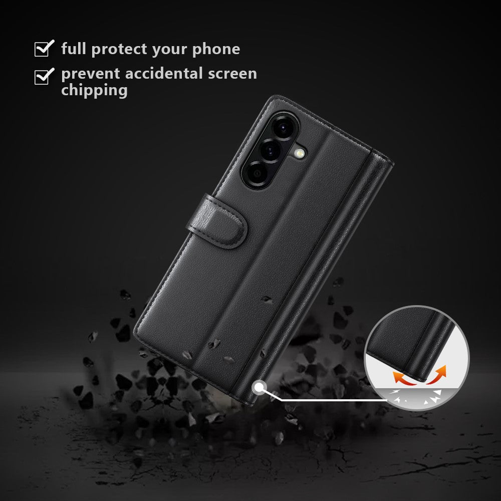 Til Samsung Galaxy A57 5G Etui Ægte Splitlæder Telefoncover med Pungstativ