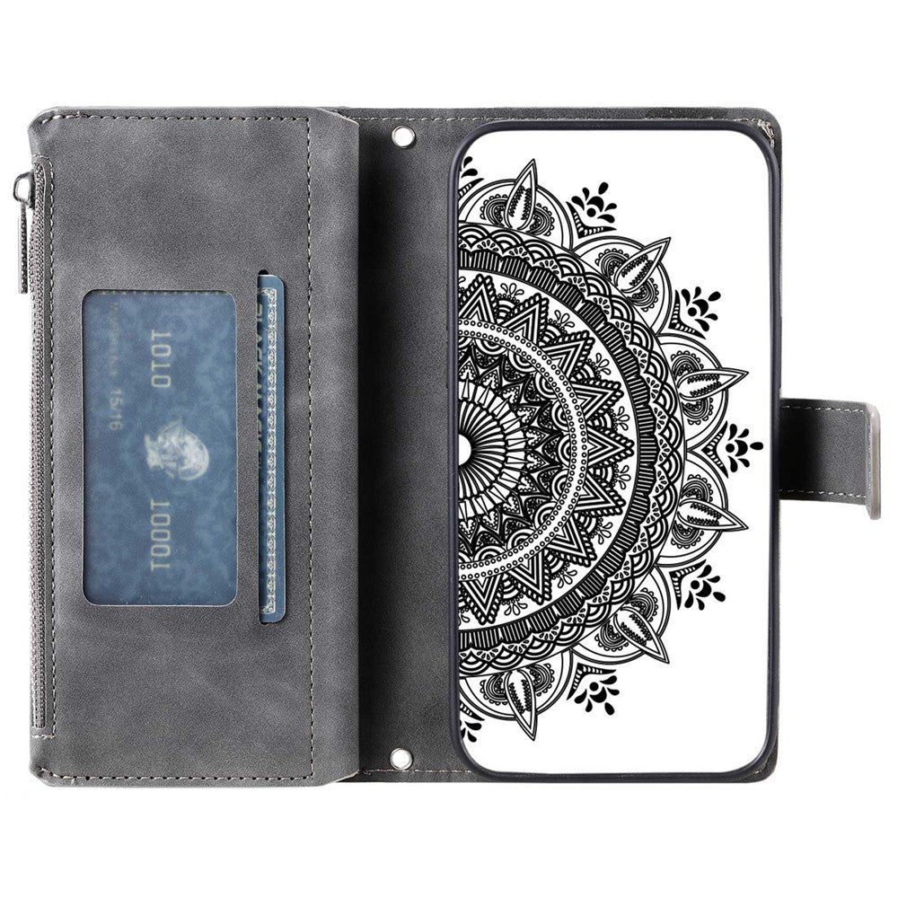 Multiple Card Slots Phone Case for Xiaomi Redmi Note 10 5G/Note 10T 5G/Poco M3 Pro 5G/Poco M3 Pro 4G Mandala Flower Imprinted PU Leather Zipper Pocket Wallet Cover