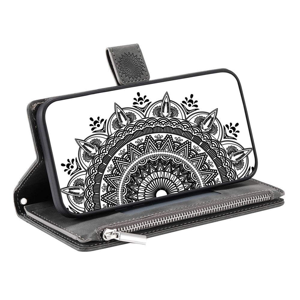 Multiple Card Slots Phone Case for Xiaomi Redmi Note 10 5G/Note 10T 5G/Poco M3 Pro 5G/Poco M3 Pro 4G Mandala Flower Imprinted PU Leather Zipper Pocket Wallet Cover