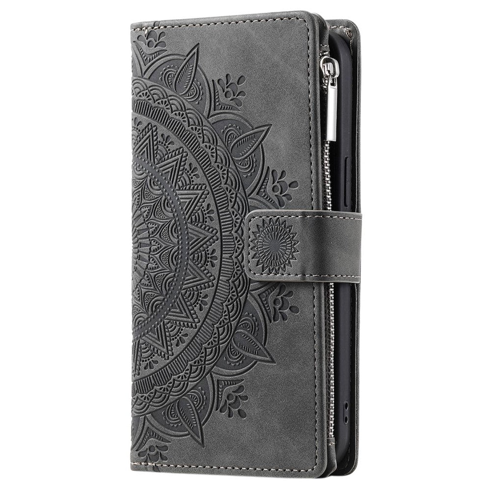 Multiple Card Slots Phone Case for Xiaomi Redmi Note 10 5G/Note 10T 5G/Poco M3 Pro 5G/Poco M3 Pro 4G Mandala Flower Imprinted PU Leather Zipper Pocket Wallet Cover