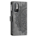 Multiple Card Slots Phone Case for Xiaomi Redmi Note 10 5G/Note 10T 5G/Poco M3 Pro 5G/Poco M3 Pro 4G Mandala Flower Imprinted PU Leather Zipper Pocket Wallet Cover