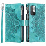 Multiple Card Slots Phone Case for Xiaomi Redmi Note 10 5G/Note 10T 5G/Poco M3 Pro 5G/Poco M3 Pro 4G Mandala Flower Imprinted PU Leather Zipper Pocket Wallet Cover