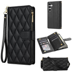 Til Samsung Galaxy A57 5G Etui Rhombus Syet Læderpung Telefoncover med Lang / Kort Rem