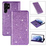 For Samsung Galaxy S26 Ultra Case Glittery PU Leather + TPU Card Slot Phone Cover