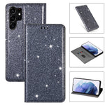 For Samsung Galaxy S26 Ultra Case Glittery PU Leather + TPU Card Slot Phone Cover