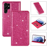 For Samsung Galaxy S26 Ultra Case Glittery PU Leather + TPU Card Slot Phone Cover