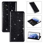 For Samsung Galaxy S26 Case Glittery PU Leather + TPU Card Slot Phone Cover
