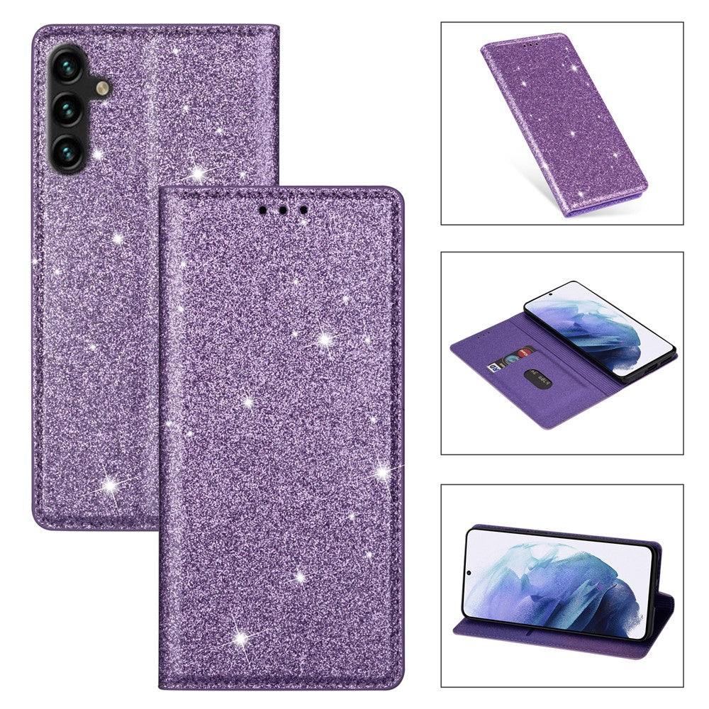 For Samsung Galaxy S26 Case Glittery PU Leather + TPU Card Slot Phone Cover