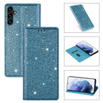 For Samsung Galaxy S26 Case Glittery PU Leather + TPU Card Slot Phone Cover