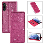 For Samsung Galaxy S26 Case Glittery PU Leather + TPU Card Slot Phone Cover