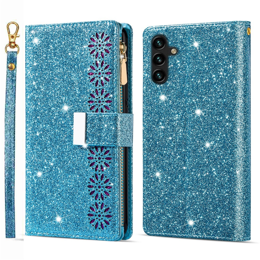 For Samsung Galaxy S26 Case Starry Sky Carving Leather Wallet Phone Cover with Wrist Strap