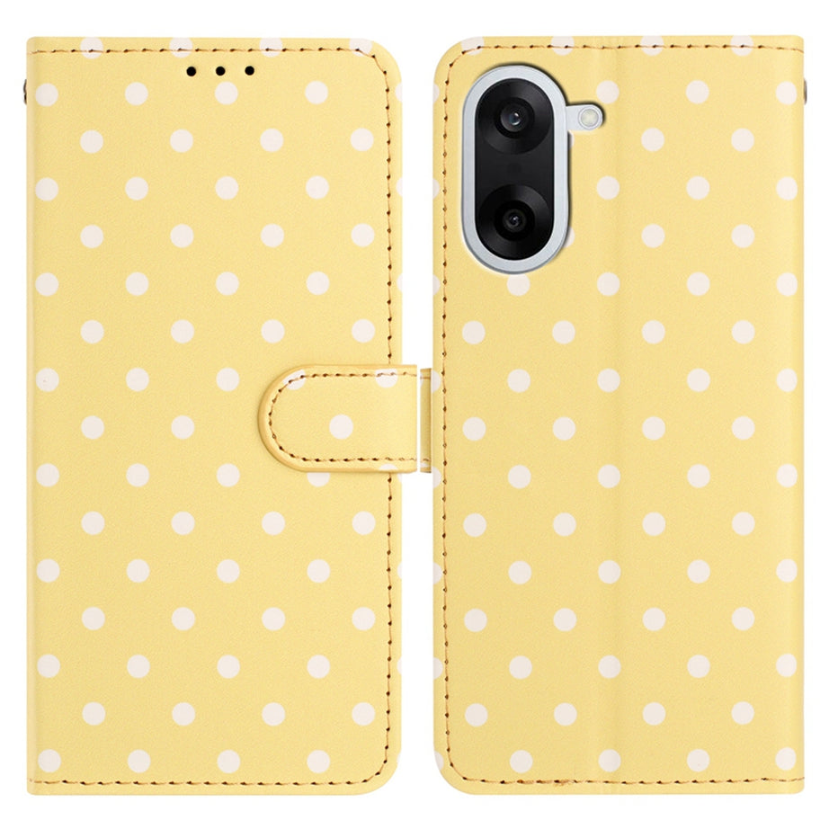 For OnePlus Nord CE5 5G Leather Case Polka Dot Pattern Wallet Stand Folio Phone Cover