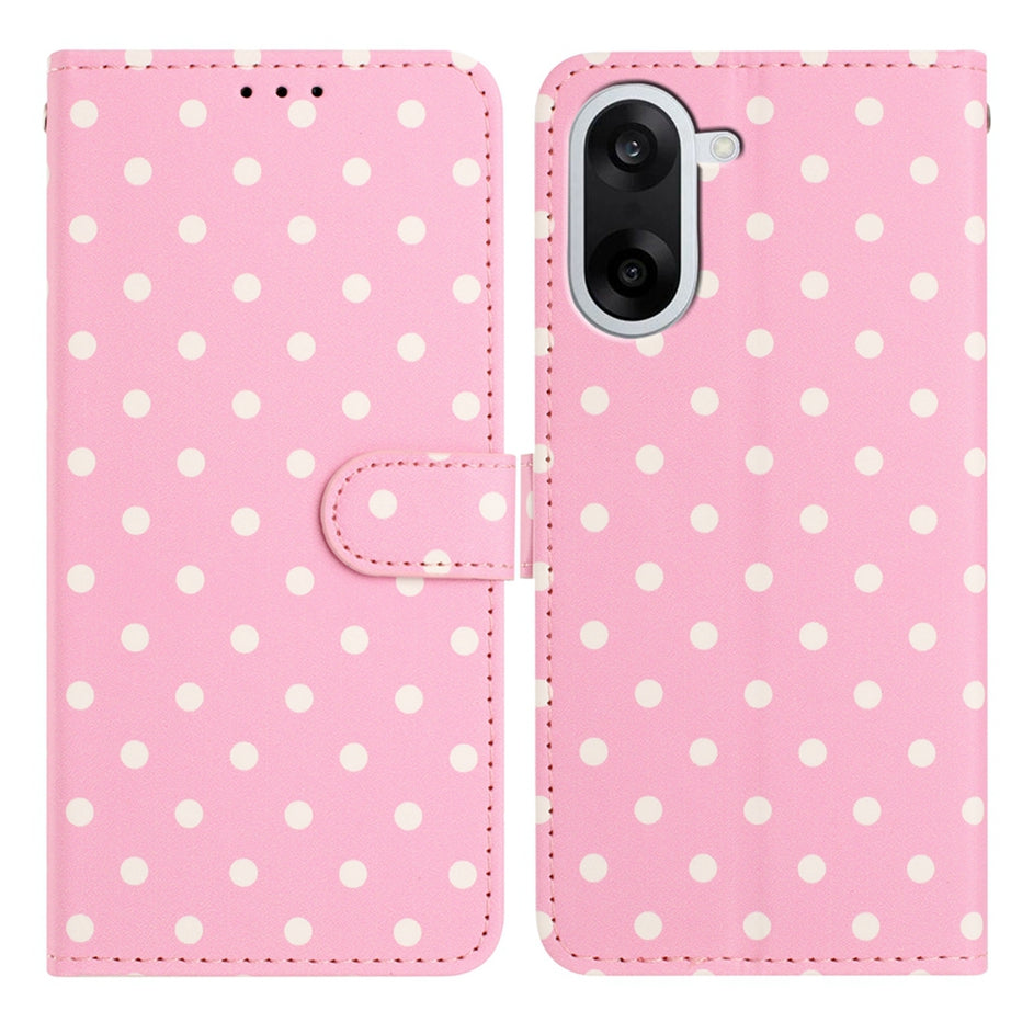 For OnePlus Nord CE5 5G Leather Case Polka Dot Pattern Wallet Stand Folio Phone Cover