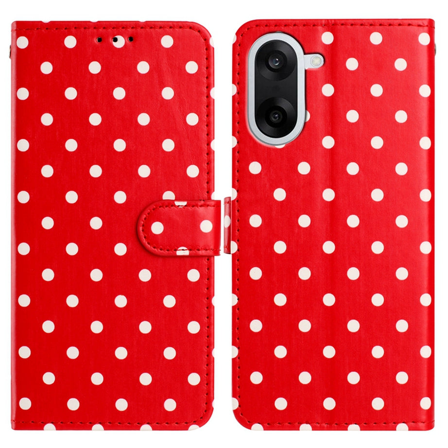 For OnePlus Nord CE5 5G Leather Case Polka Dot Pattern Wallet Stand Folio Phone Cover