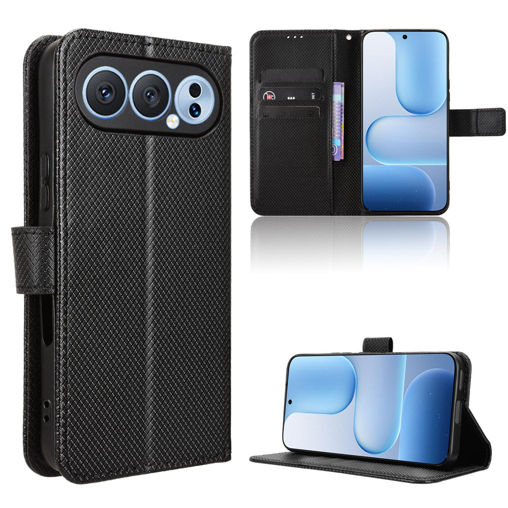 For Honor 500 Pro 5G Læderpungcover med Rem Diamanttekstur Telefoncover