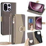 For OnePlus 15 5G Case Mirror Wallet Leather Phone Cover with Chain Shoulder Strap