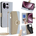 For OnePlus 15 5G Case Mirror Wallet Leather Phone Cover with Chain Shoulder Strap