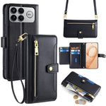 For Xiaomi Poco F8 Ultra / Redmi K90 Pro Max 5G Leather Case Zipper Pocket Wallet Phone Cover with 2 Straps