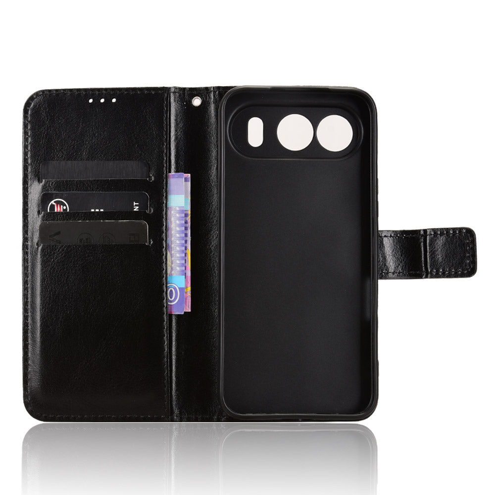 For Honor 500 5G PU Leather Case with Strap Crazy Horse Texture Phone Wallet Cover