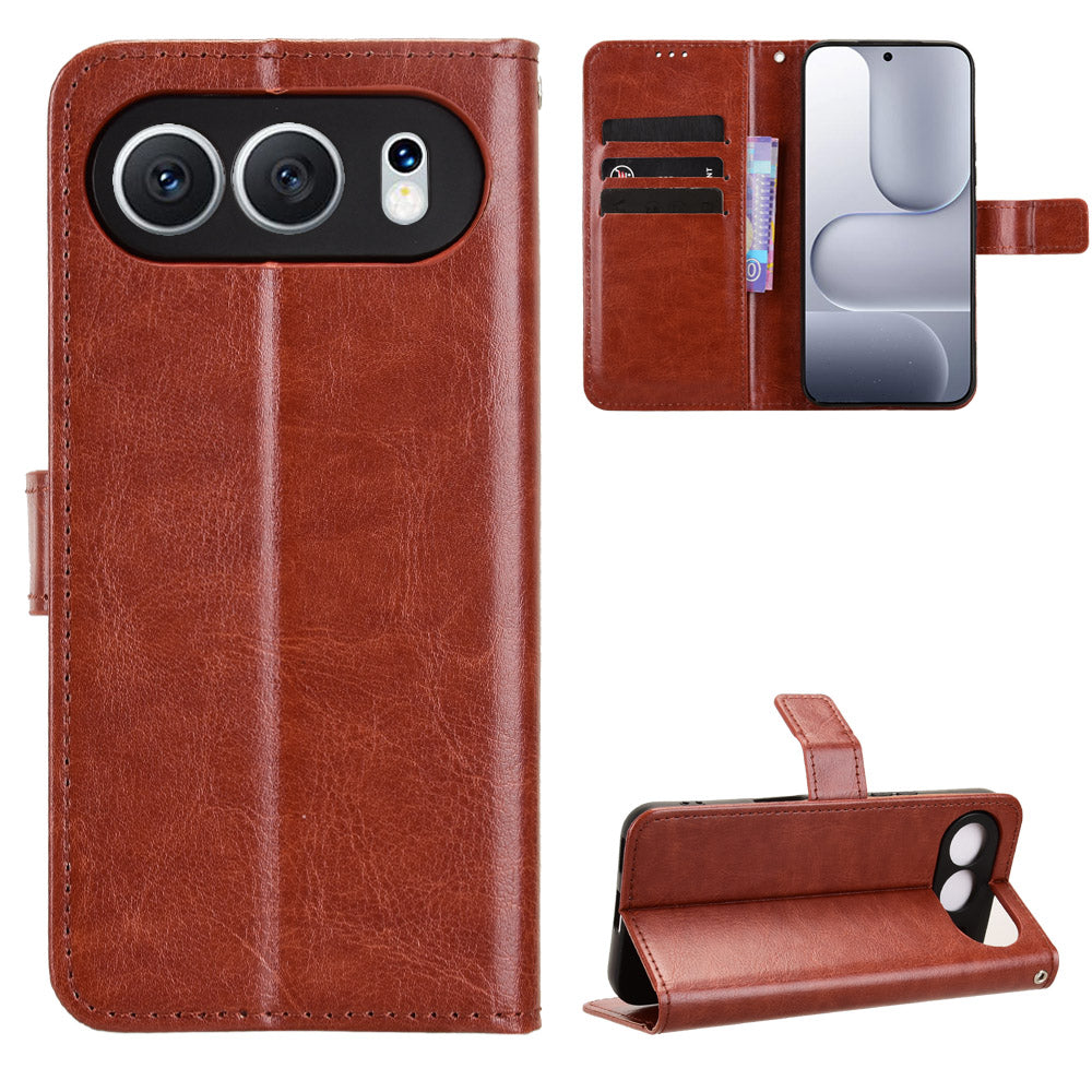 For Honor 500 5G PU Leather Case with Strap Crazy Horse Texture Phone Wallet Cover
