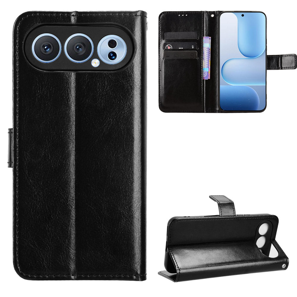 For Honor 500 Pro 5G PU Leather Case with Strap Crazy Horse Texture Phone Wallet Cover