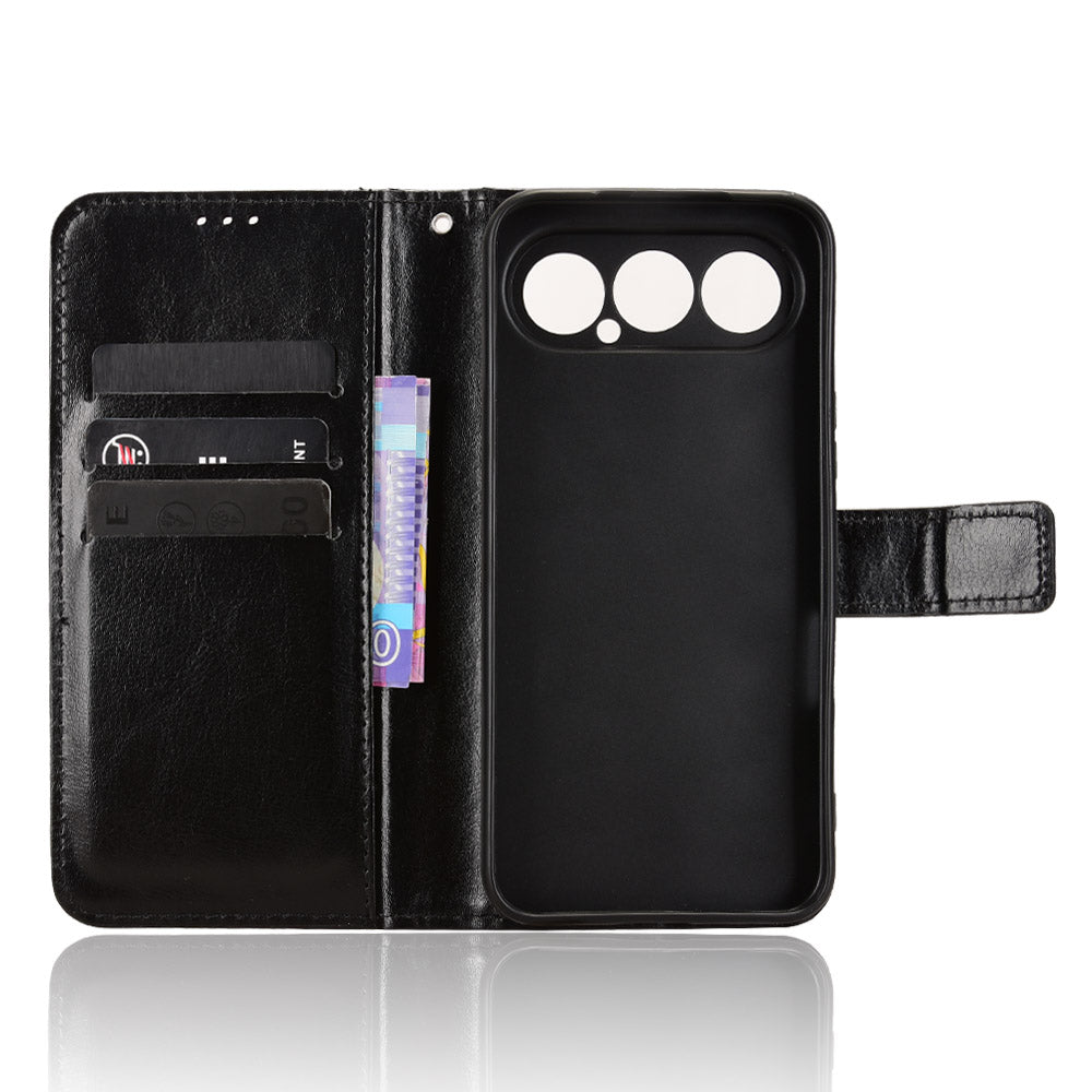 For Honor 500 Pro 5G PU Leather Case with Strap Crazy Horse Texture Phone Wallet Cover