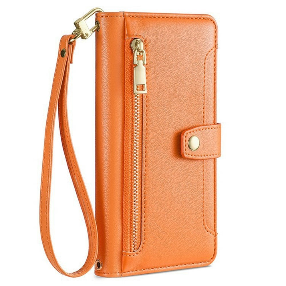 For Honor Magic8 Pro 5G Leather Case Zipper Pocket Wallet Phone Cover with 2 Straps