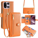 For OnePlus 15 5G Leather Case Zipper Pocket Wallet Phone Cover with 2 Straps