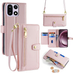 For OnePlus 15 5G Leather Case Zipper Pocket Wallet Phone Cover with 2 Straps