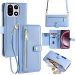 For OnePlus 15 5G Leather Case Zipper Pocket Wallet Phone Cover with 2 Straps