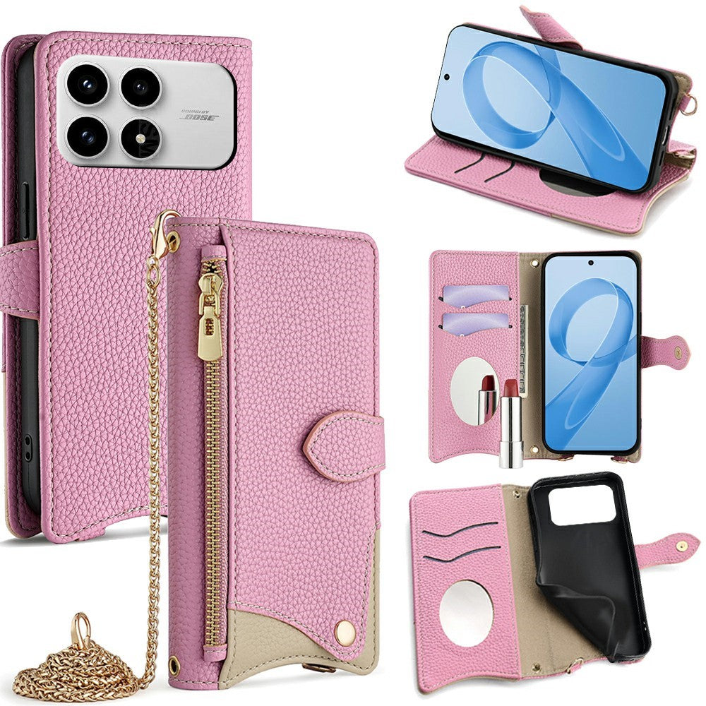 For Xiaomi Poco F8 Pro 5G / Redmi K90 5G Leather Case Wallet Stand Cover Irregular Tail Style with Chain Strap