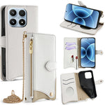 For Xiaomi 17 Leather Case Wallet Stand Cover Irregular Tail Style with Chain Strap