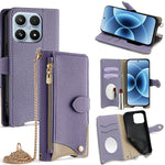 For Xiaomi 17 Leather Case Wallet Stand Cover Irregular Tail Style with Chain Strap