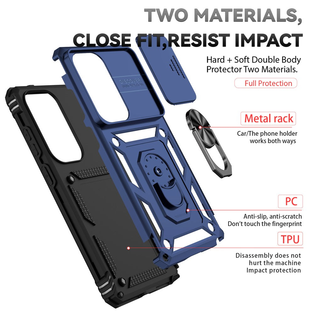 For Samsung Galaxy S26 Ultra Case PC + TPU Phone Cover with Lens Protection Kickstand