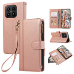 For Xiaomi 17 Case Multi Card Slots Zipper Leather Phone Cover with Wrist Strap