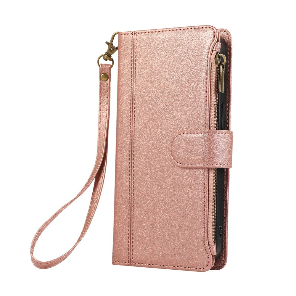 For Honor 400 Pro 5G (Global) Case Multi Card Slots Zipper Leather Phone Cover with Wrist Strap