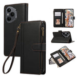 For Honor 400 Pro 5G (Global) Case Multi Card Slots Zipper Leather Phone Cover with Wrist Strap