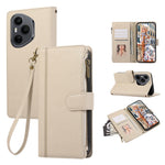 For Honor 400 Pro 5G (Global) Case Multi Card Slots Zipper Leather Phone Cover with Wrist Strap