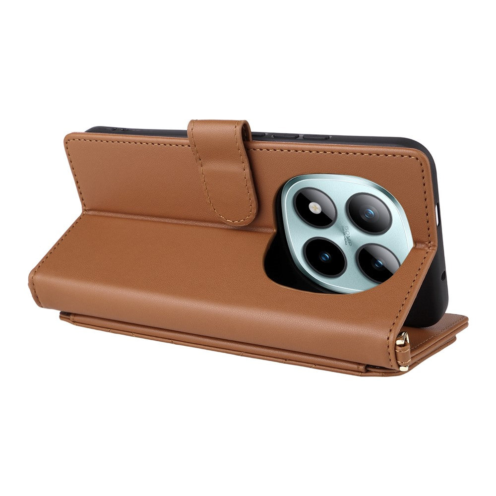 For Xiaomi Redmi Note 15 Pro 4G (Global) Leather Case Stand Wallet Phone Cover with Shoulder / Wrist Strap