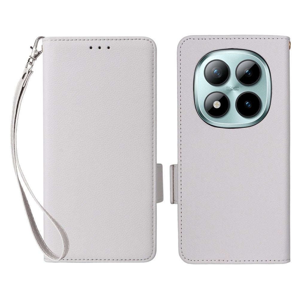 For Xiaomi Redmi Note 15 Pro 4G (Global) Case Litchi Texture Wallet Leather Phone Cover with Wrist Strap