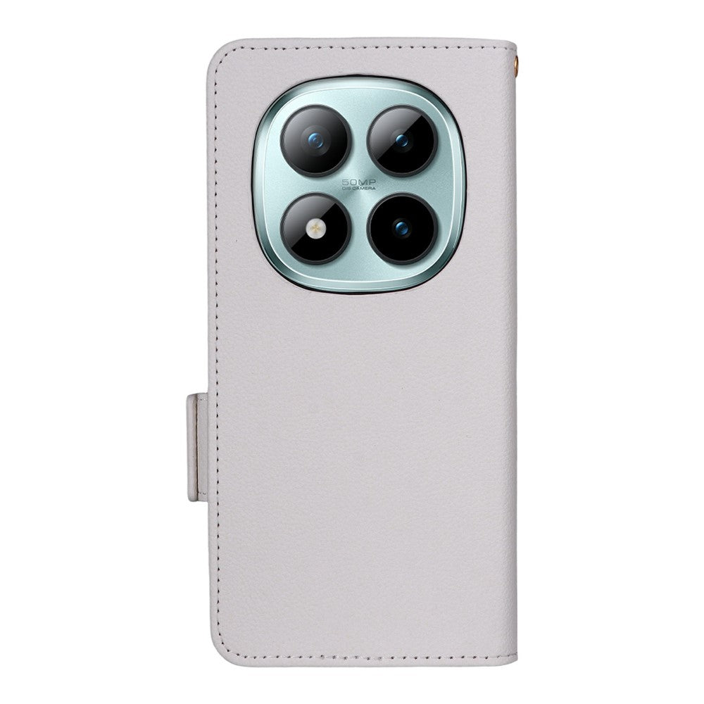 Xiaomi Redmi Note 15 Pro 4G (Global) Fodral Litchi Texture Plånboksläder mobilskal med Handledsrem