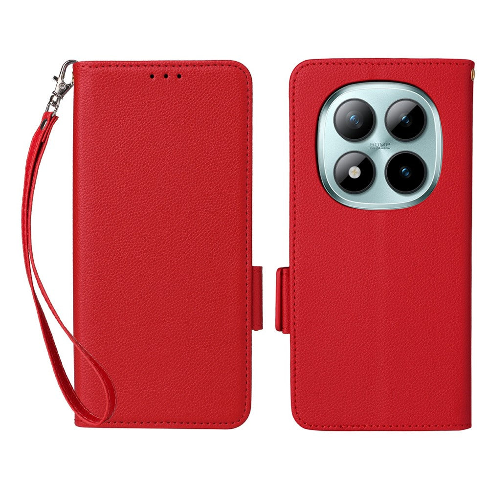 For Xiaomi Redmi Note 15 Pro 4G (Global) Case Litchi Texture Wallet Leather Phone Cover with Wrist Strap