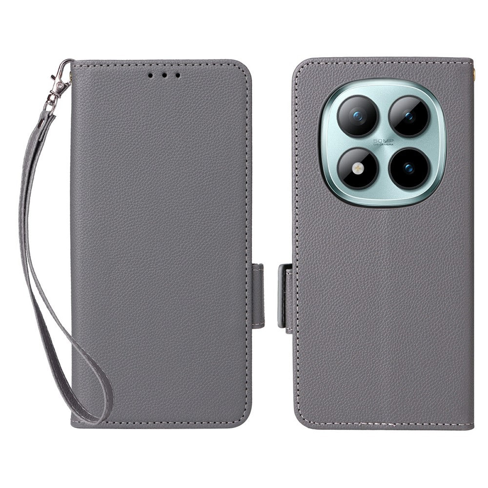 For Xiaomi Redmi Note 15 Pro 4G (Global) Case Litchi Texture Wallet Leather Phone Cover with Wrist Strap