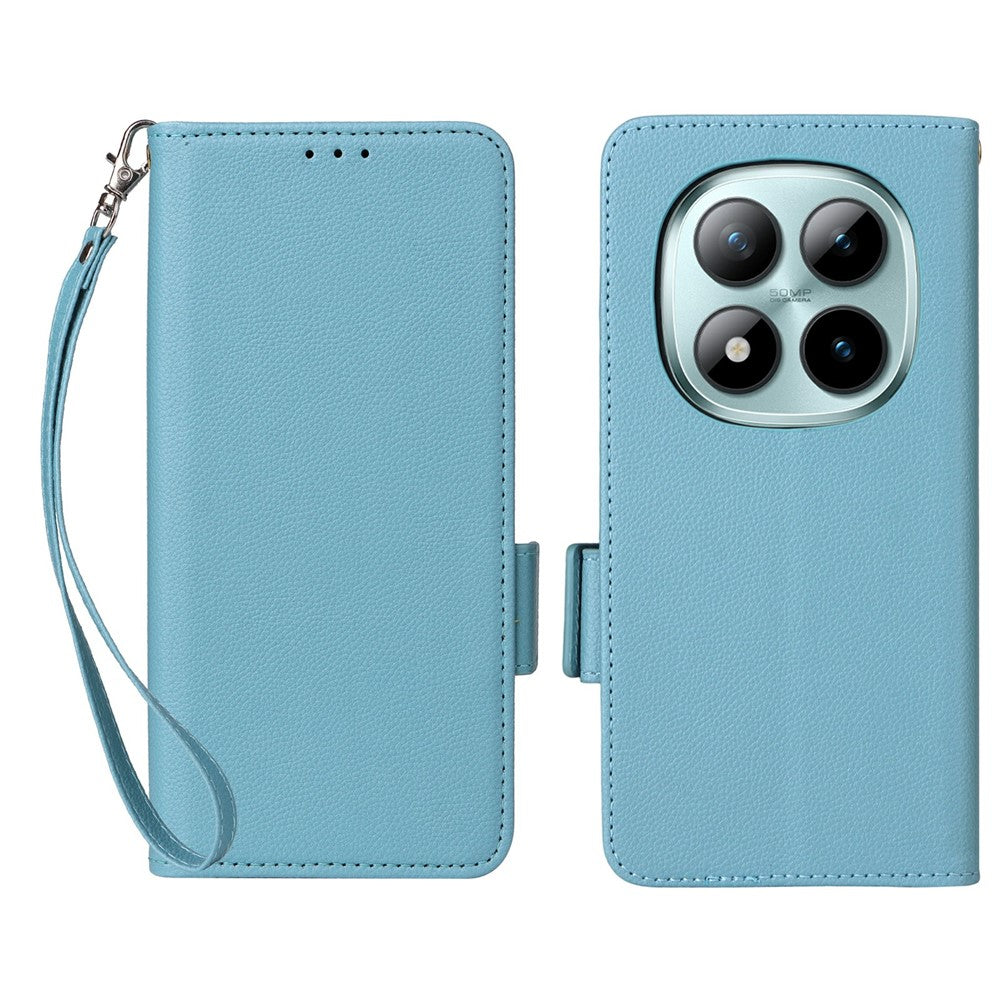 For Xiaomi Redmi Note 15 Pro 4G (Global) Case Litchi Texture Wallet Leather Phone Cover with Wrist Strap