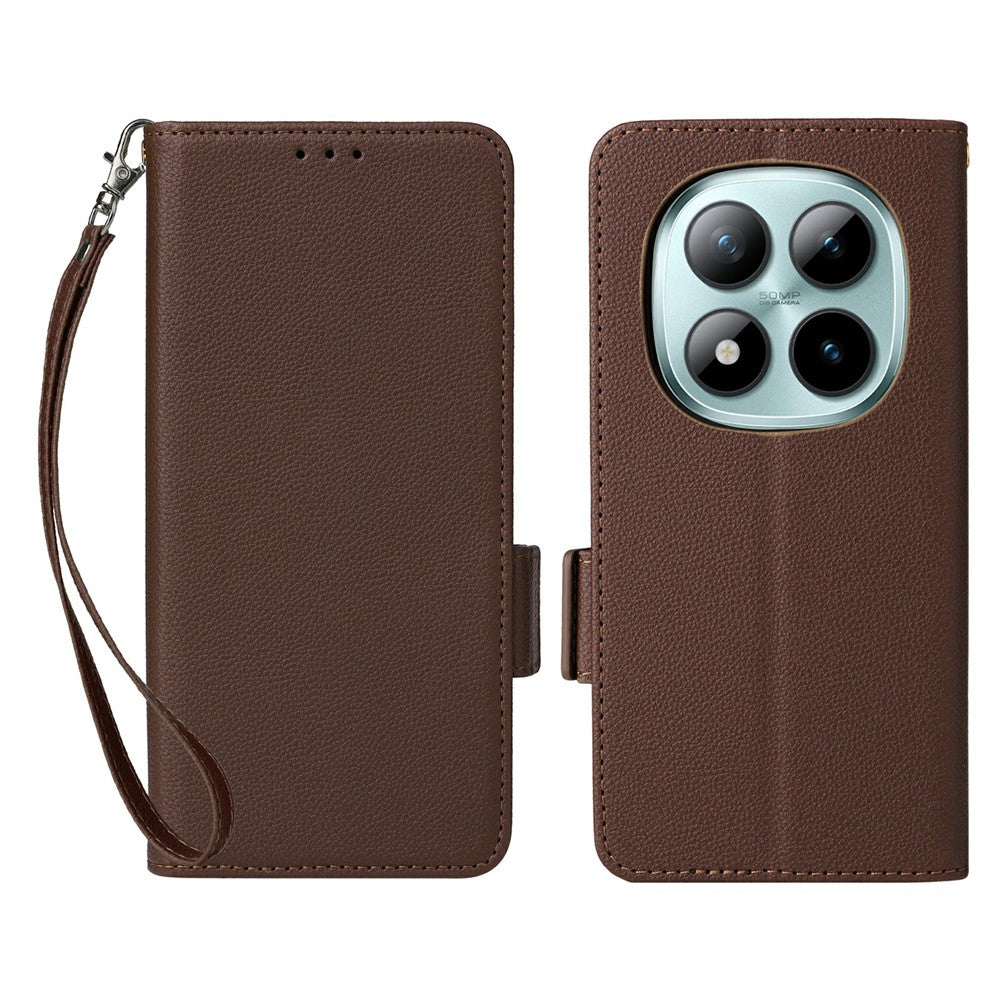 Xiaomi Redmi Note 15 Pro 4G (Global) Fodral Litchi Texture Plånboksläder mobilskal med Handledsrem