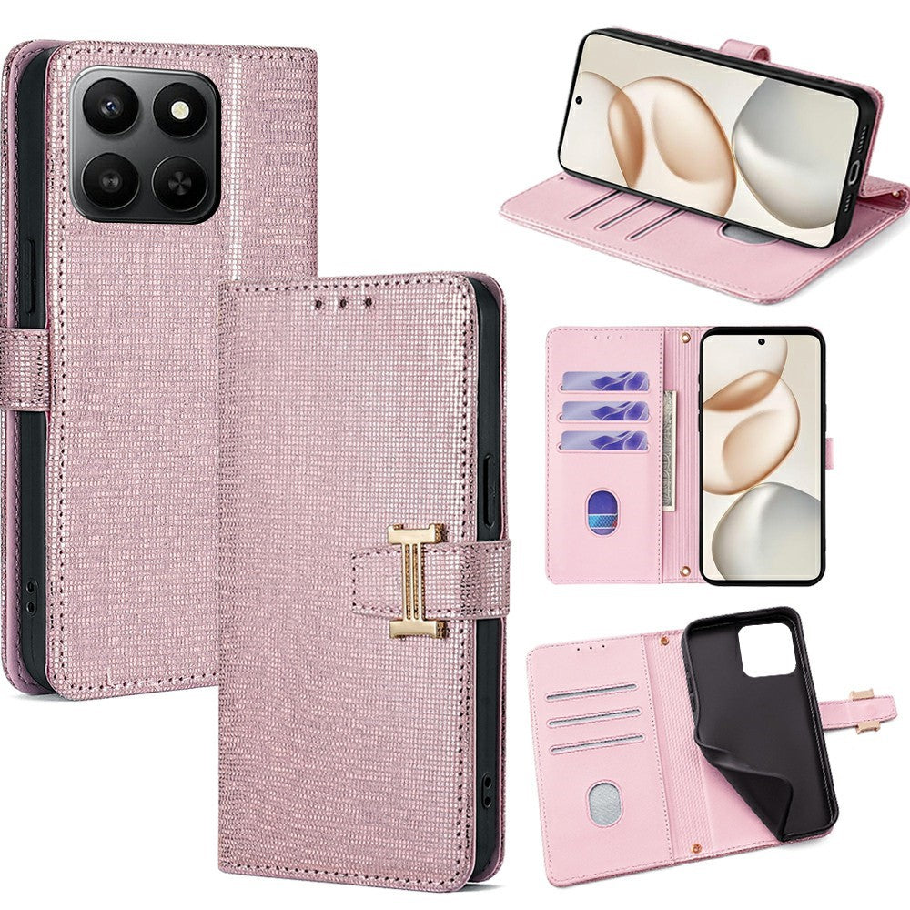 PU Leather Case for Honor 400 Smart 5G / 400 Smart 4G / X7d 4G Metal I-Buckle Wallet Phone Cover